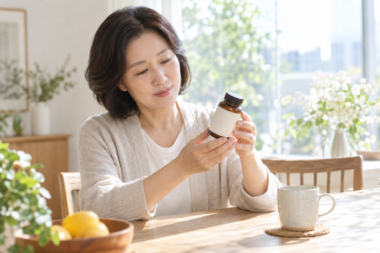 낙산균 효능 - 식품 표시사항을 확인하는 모습